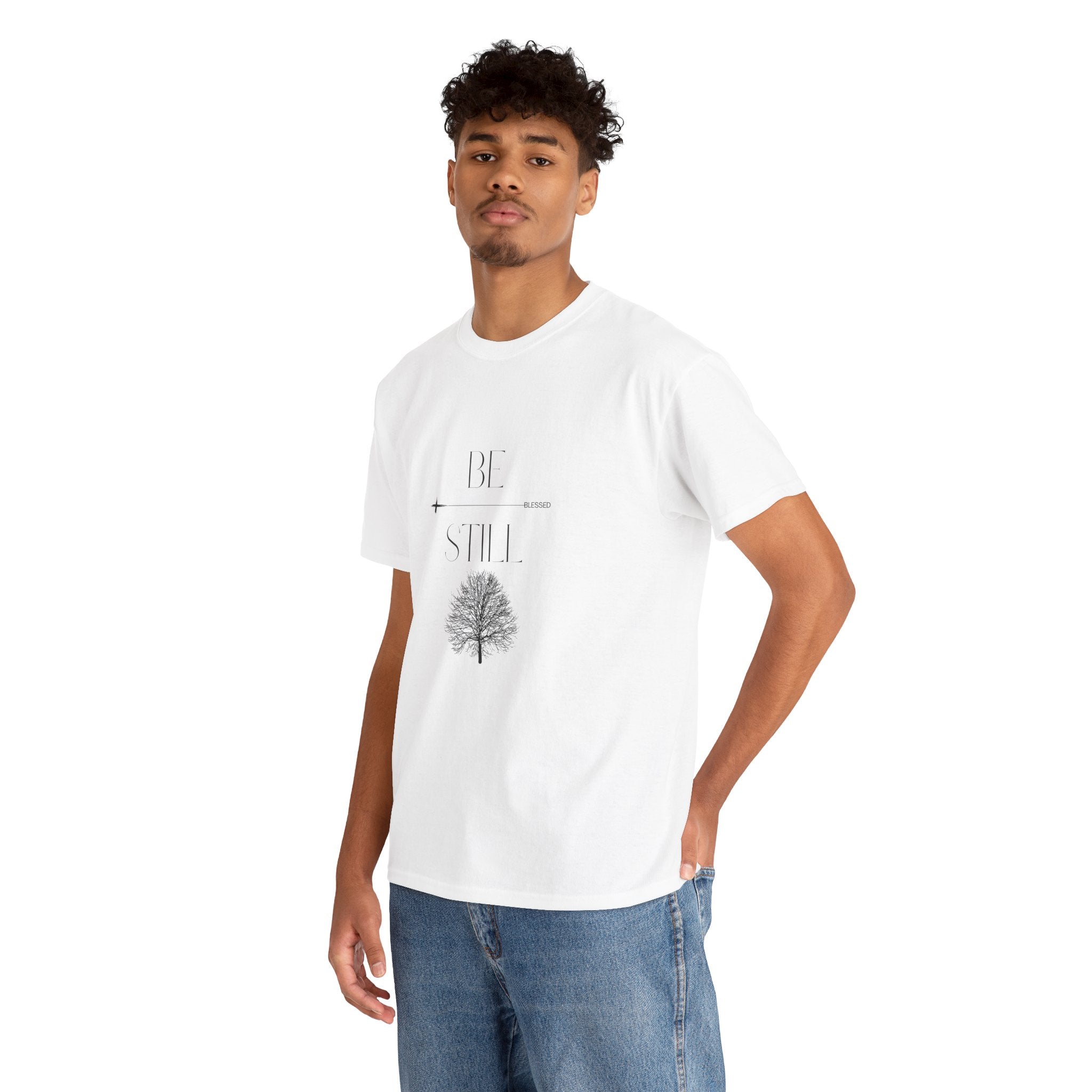 Be Still T-Shirt UNISEX — Minimal Tree Graphic Tee -Medium weight, Breathable