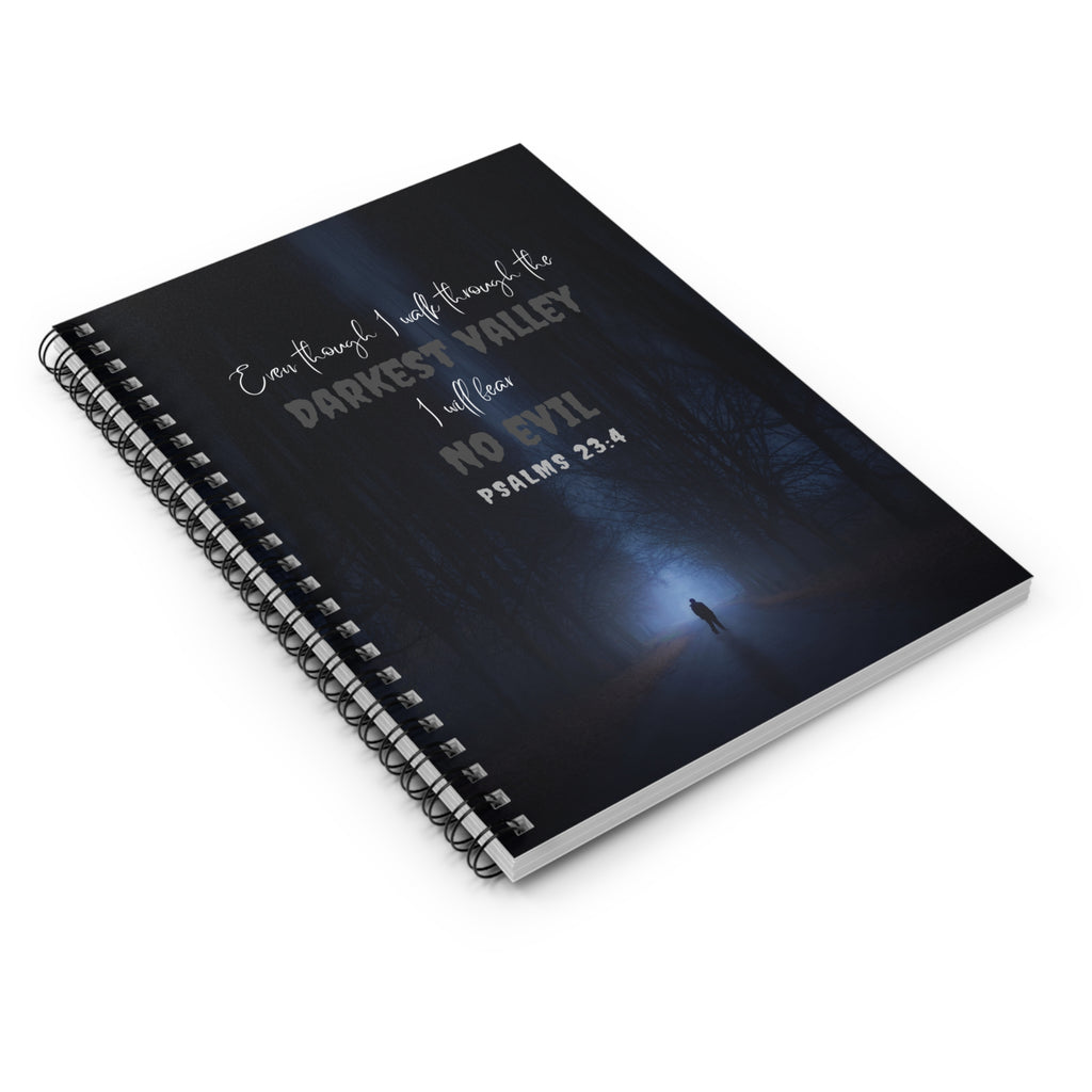 Psalms 23:4 Darkest Valley Spiral Notebook — Christian Inspirational Ruled Journal