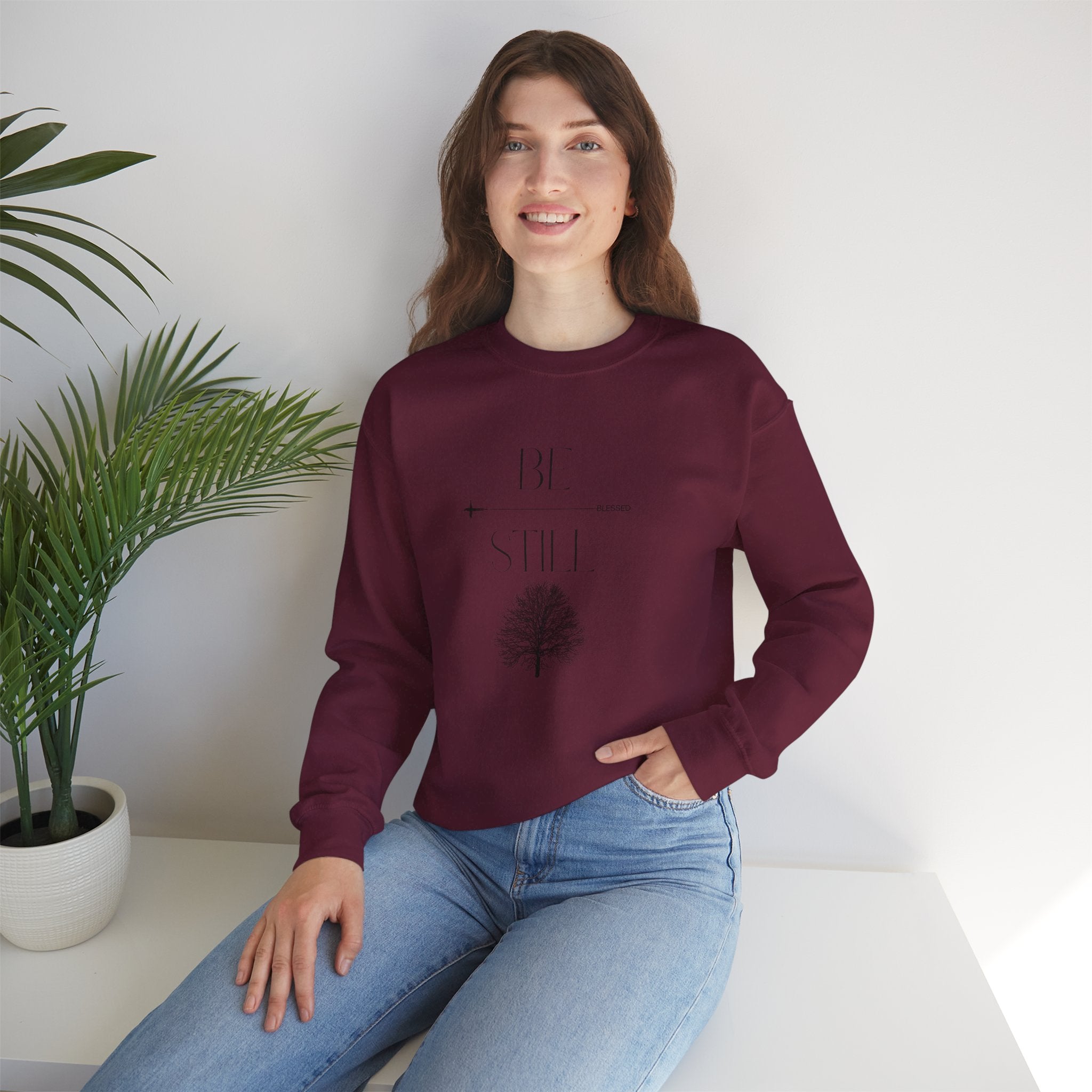 Be Still & Blessed Crewneck UNISEX Sweatshirt — Inspirational Christian Sweatshirt
