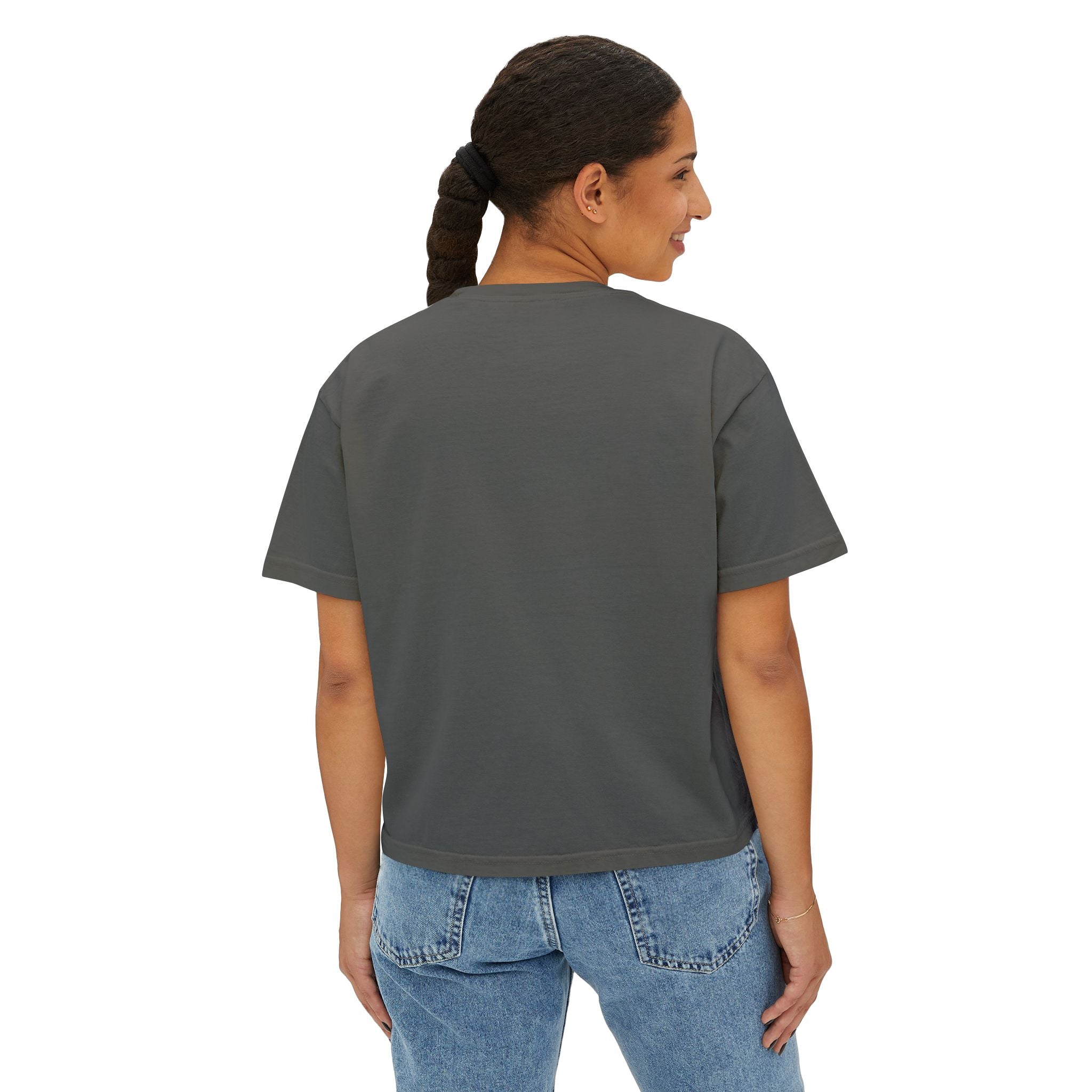 “Be Still” Boxy Tee — Minimal Tree Graphic Women's High Waist Boxy T-Shirt