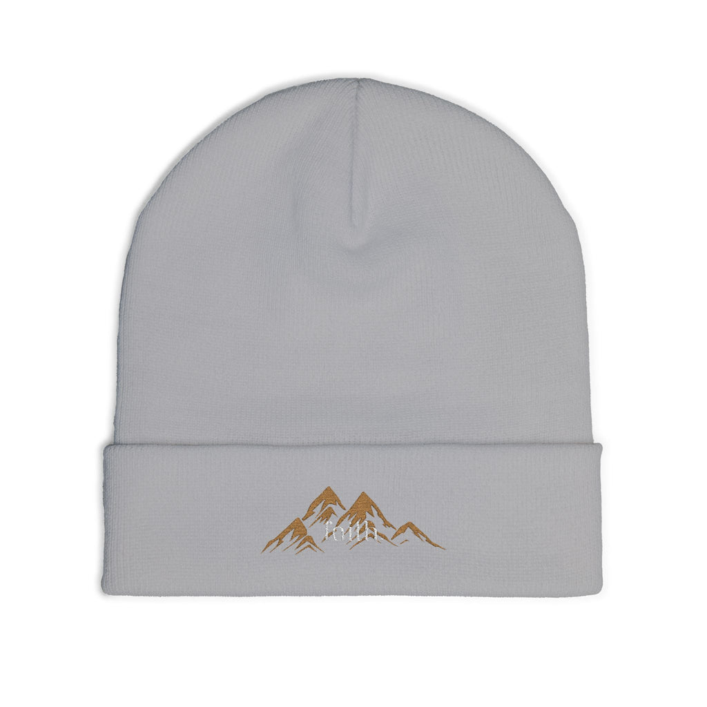 Embroidered Mountain FAITH Knit Beanie — Cozy Outdoor Winter Hat