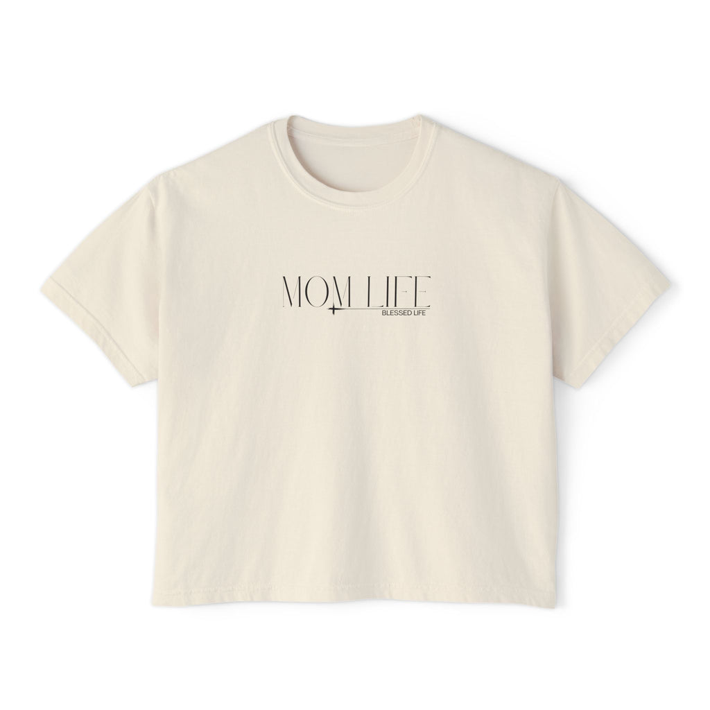 Boxy Tee — "MOM LIFE" Graphic Women’s High Waist T-Shirt