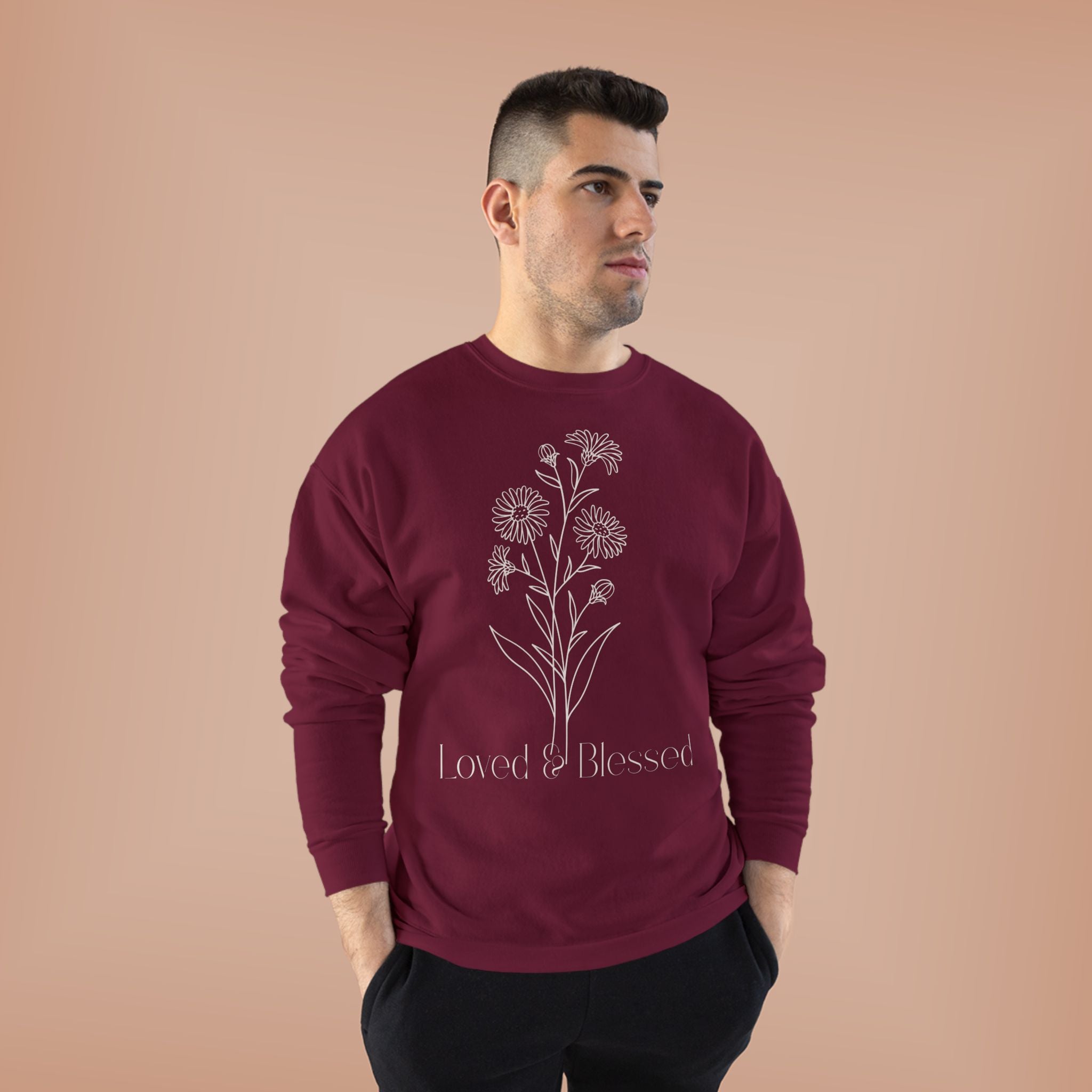 Loved & Blessed Aster Flower Crewneck Sweatshirt — perfect Holiday Gift