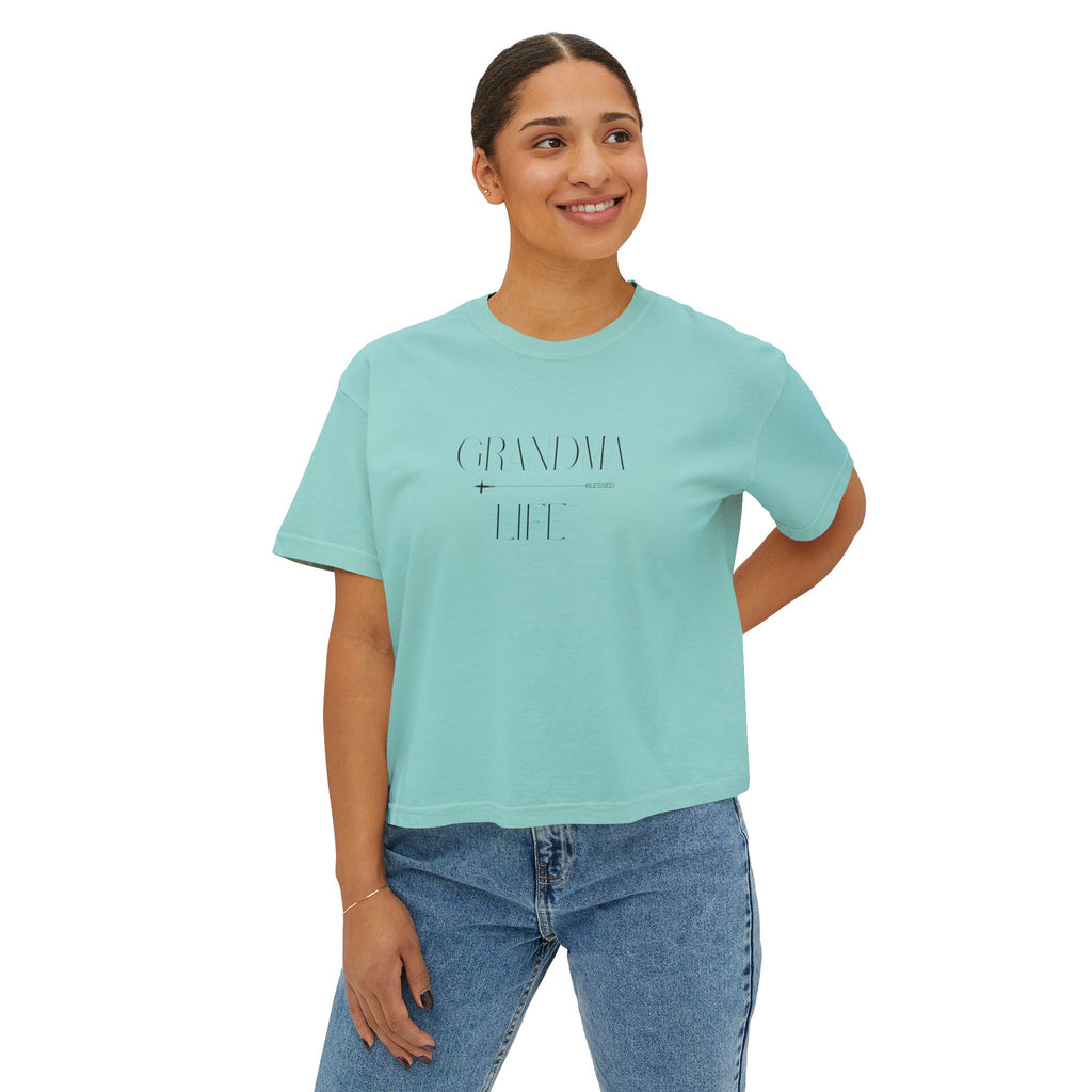 “Grandma Life” Blessed Tee – Minimalist Boxy High Waist Tee Shirt