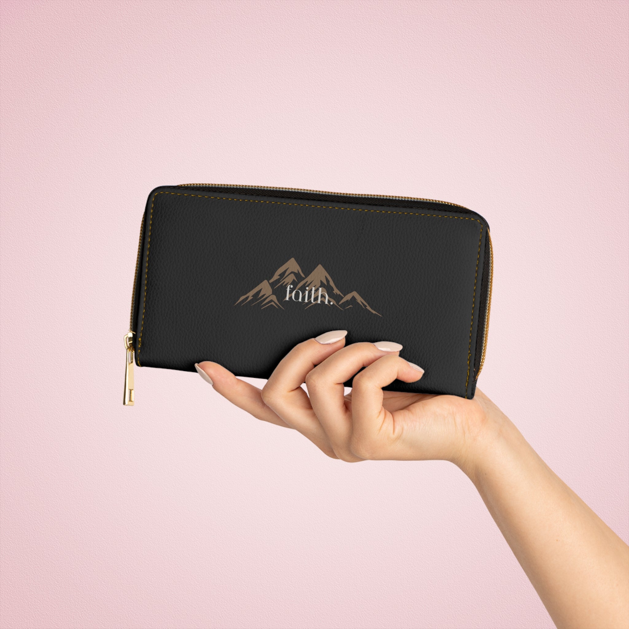 Mountain 'Faith' Zipper Wallet — “Leather” Travel Clutch for Women