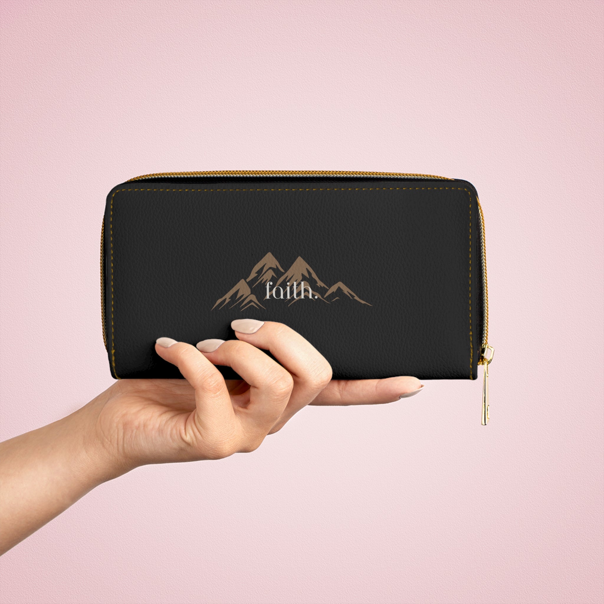 Mountain 'Faith' Zipper Wallet — “Leather” Travel Clutch for Women