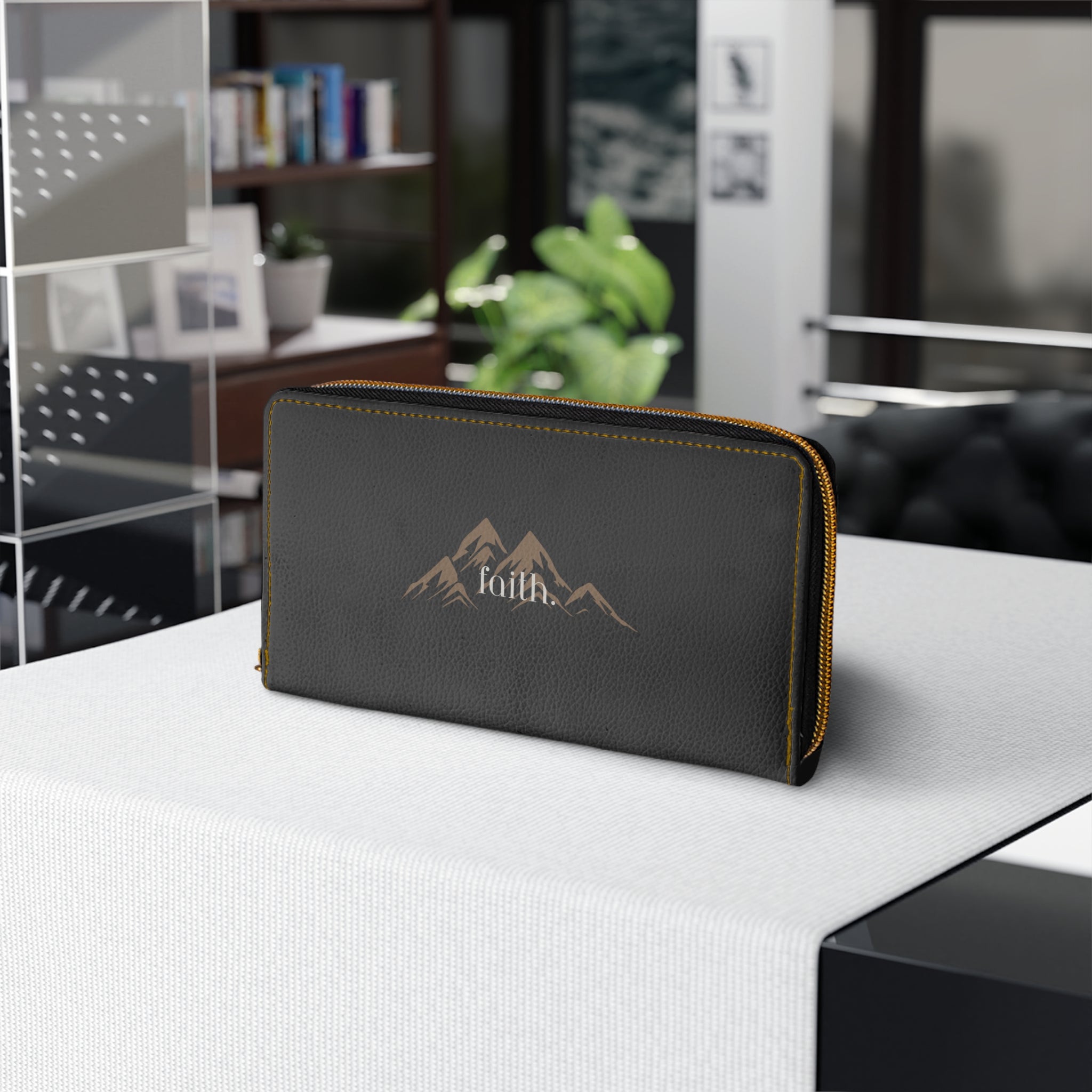 Mountain 'Faith' Zipper Wallet — “Leather” Travel Clutch for Women