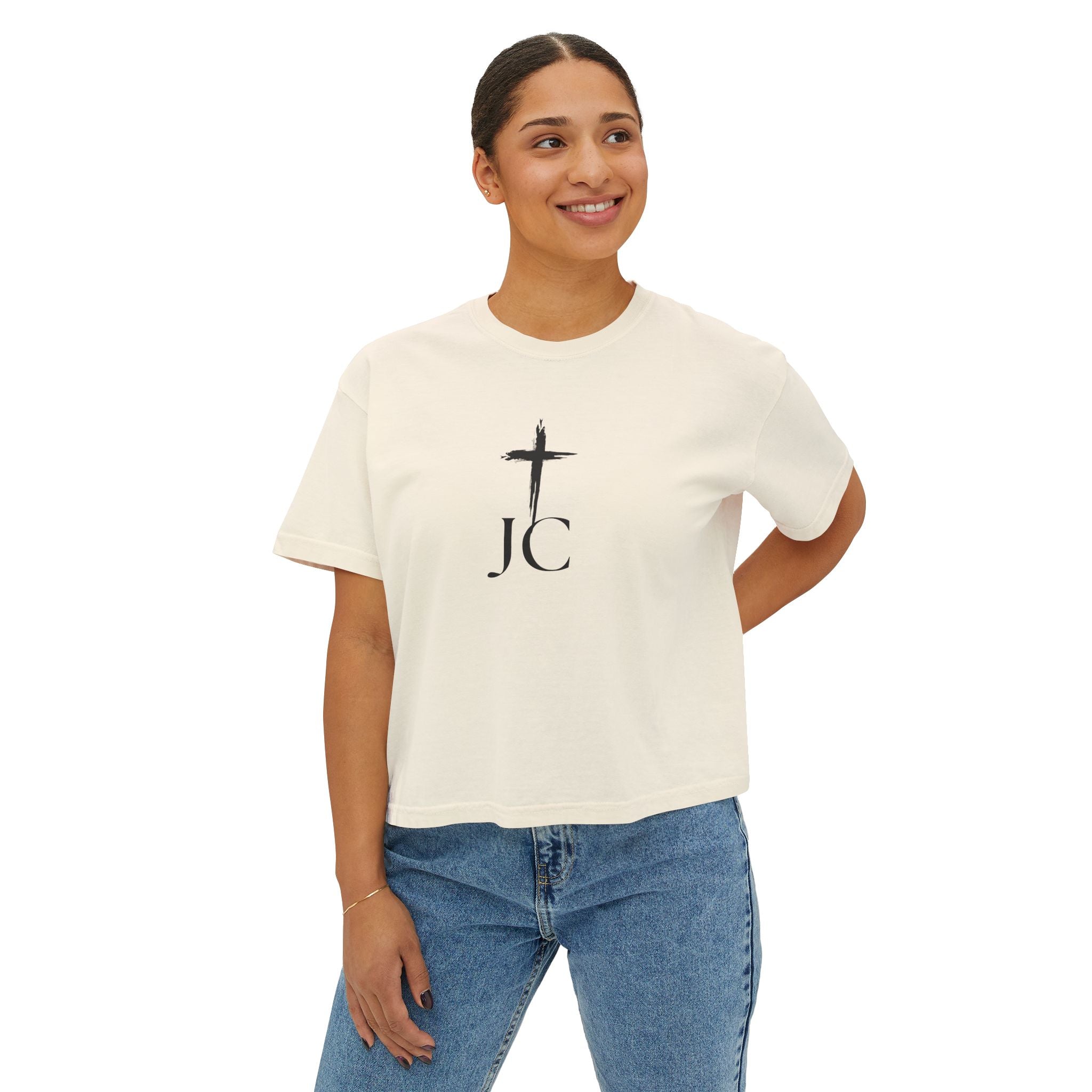 JC Designs Logo -  Boxy Tee – High waisted boxy style tee