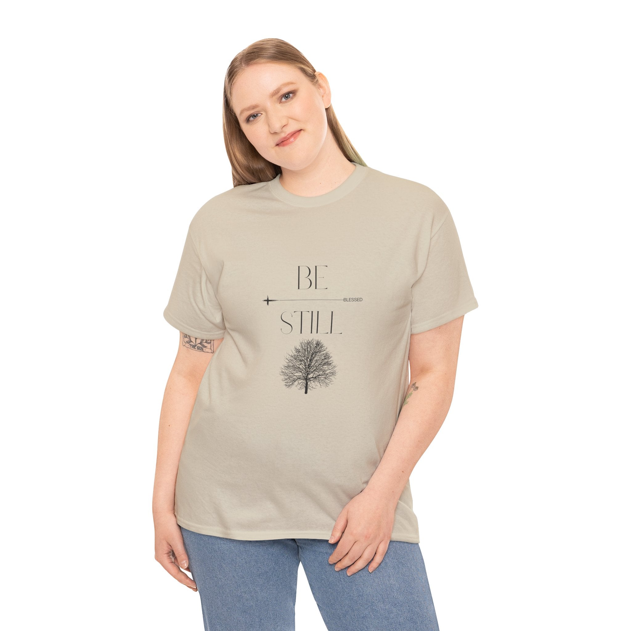 Be Still T-Shirt UNISEX — Minimal Tree Graphic Tee -Medium weight, Breathable