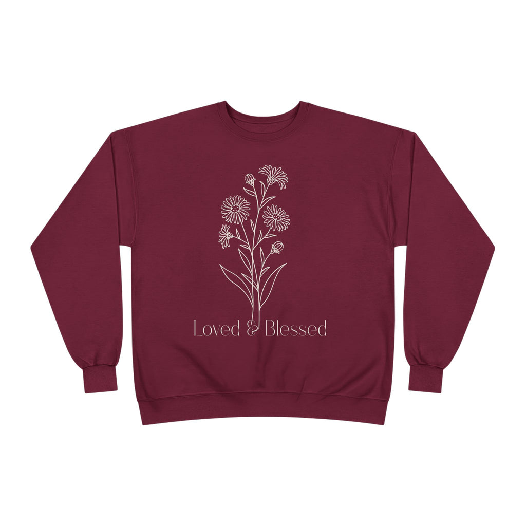 Loved & Blessed Aster Flower Crewneck Sweatshirt — perfect Holiday Gift