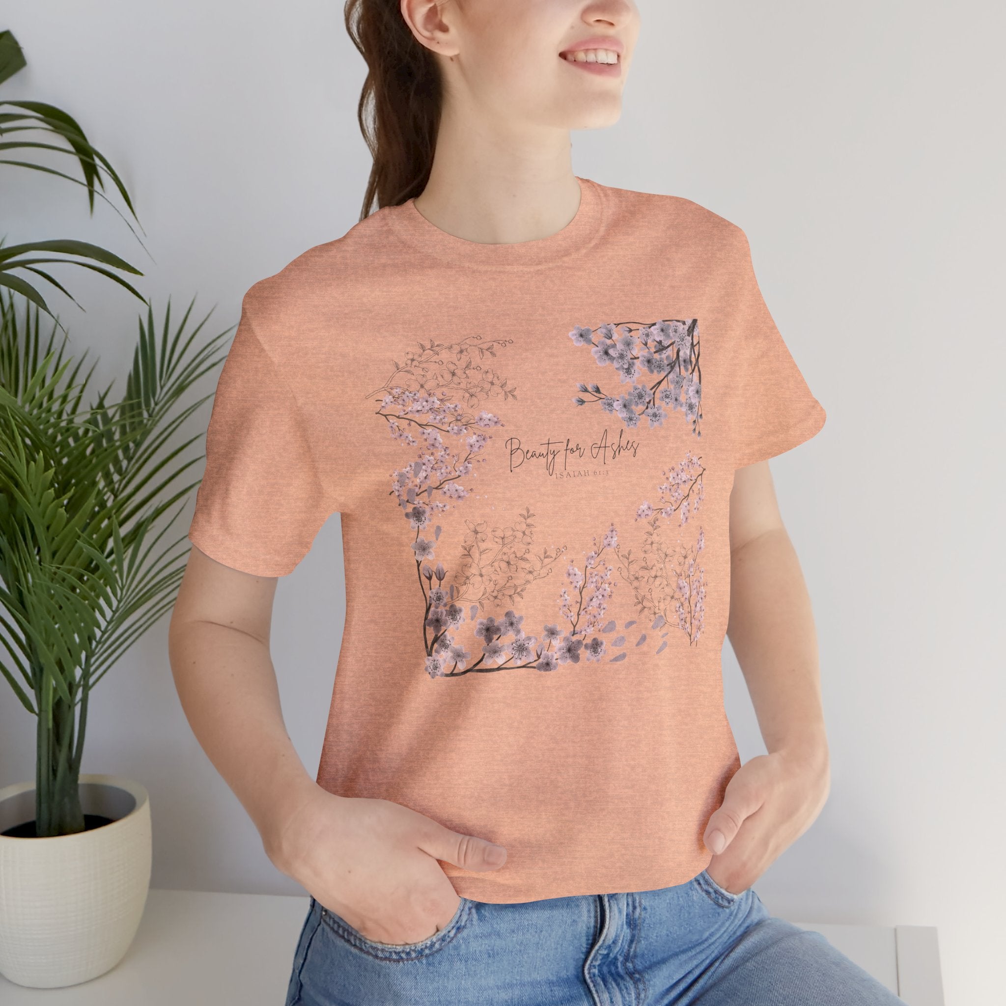 GORGEOUS “BEAUTY FOR ASHES” Women’s Floral Design Tee