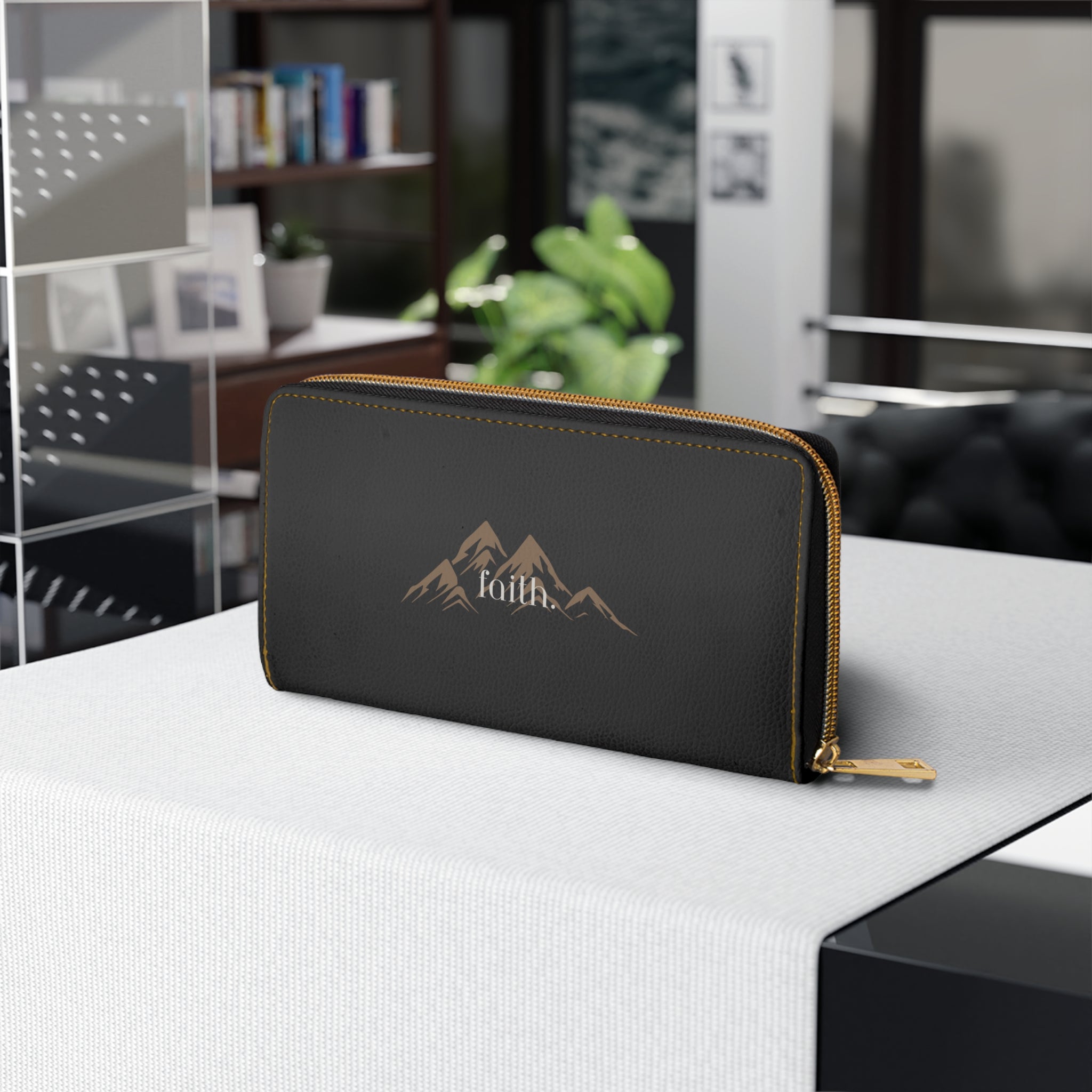 Mountain 'Faith' Zipper Wallet — “Leather” Travel Clutch for Women