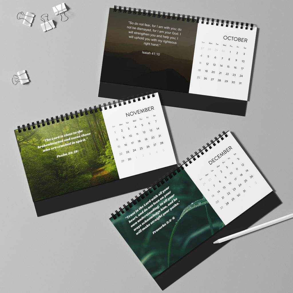 2026 Nature Desk -Bible Verse Calendar — Uplifting Bible Verse Monthly Grid