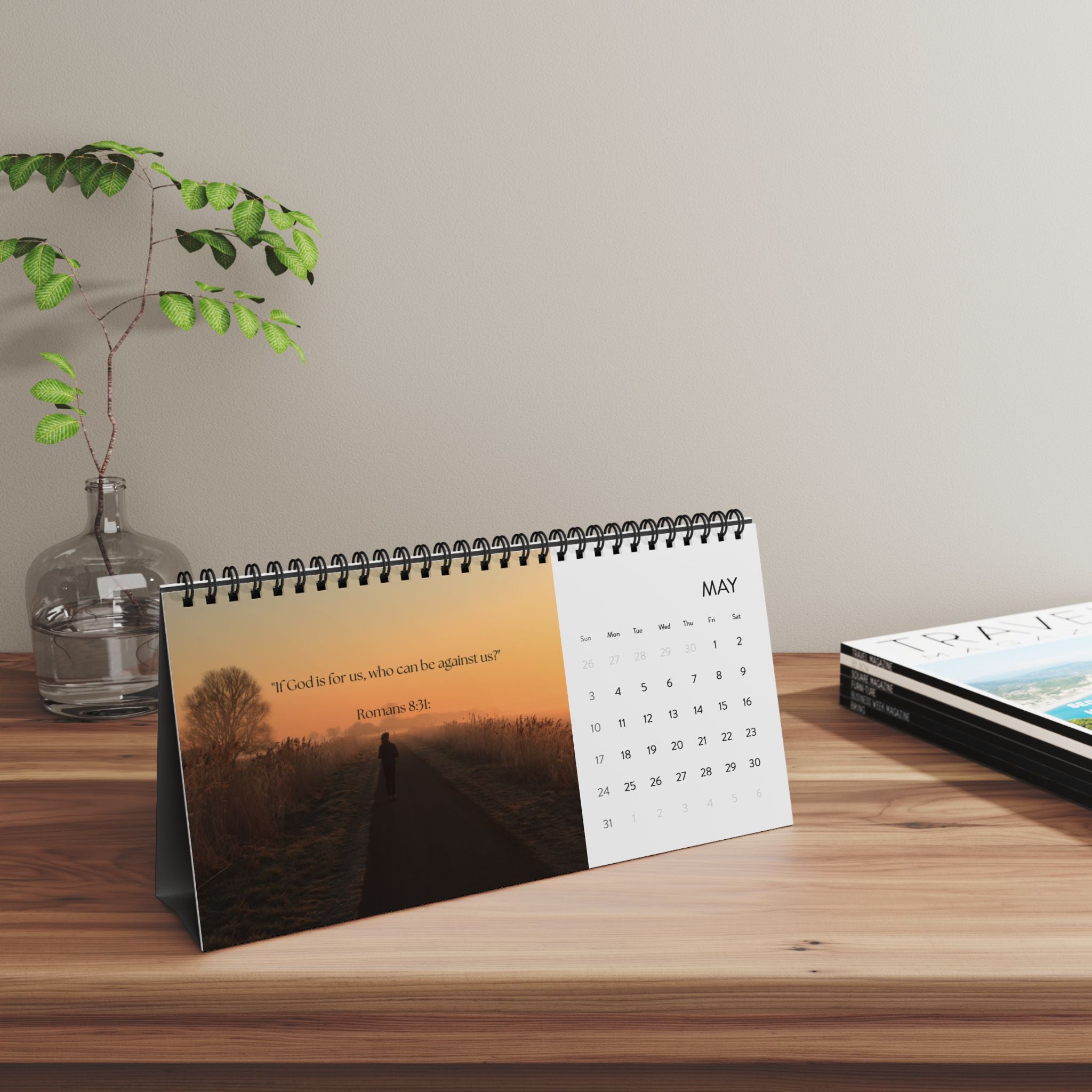 2026 Nature Desk -Bible Verse Calendar — Uplifting Bible Verse Monthly Grid