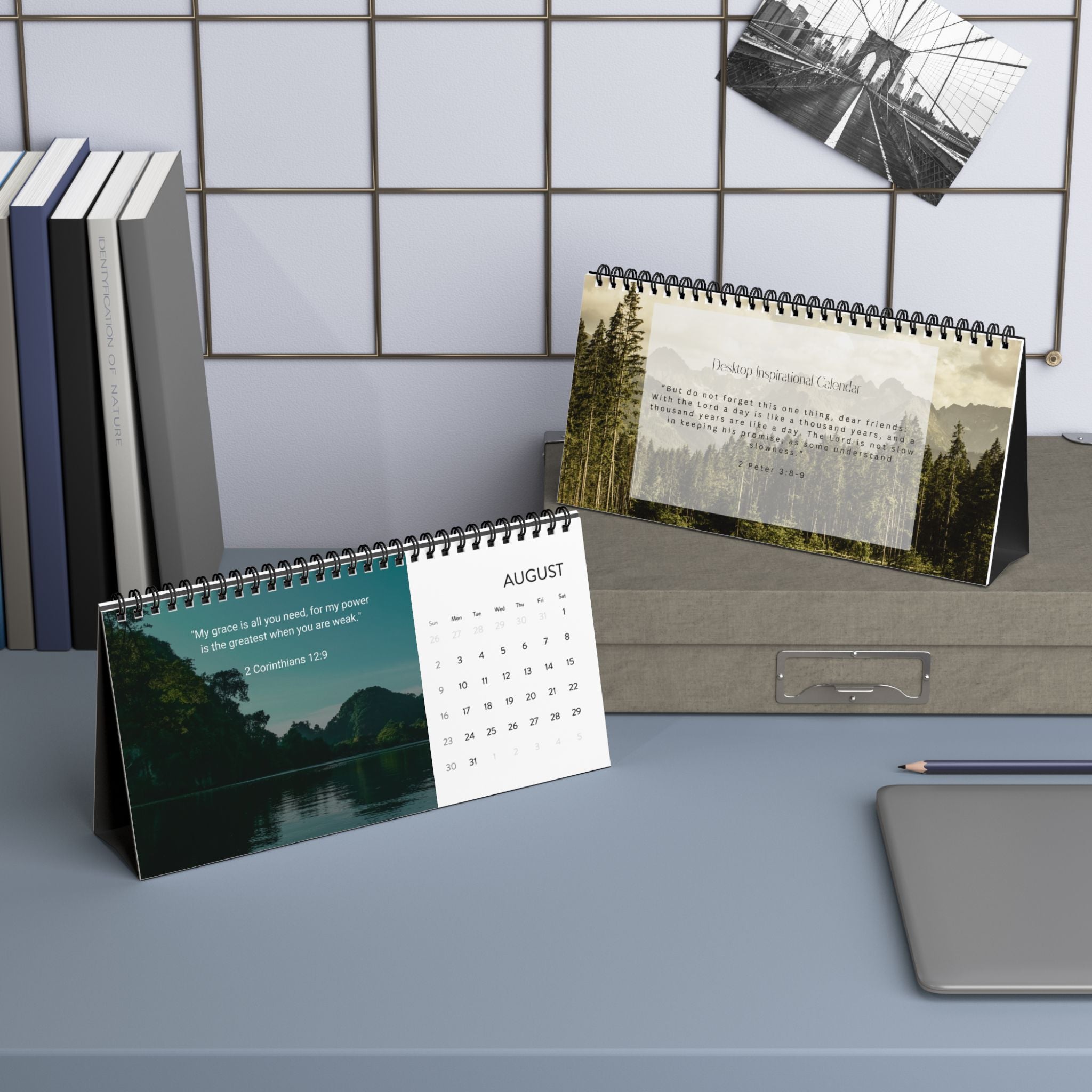 2026 Nature Desk -Bible Verse Calendar — Uplifting Bible Verse Monthly Grid