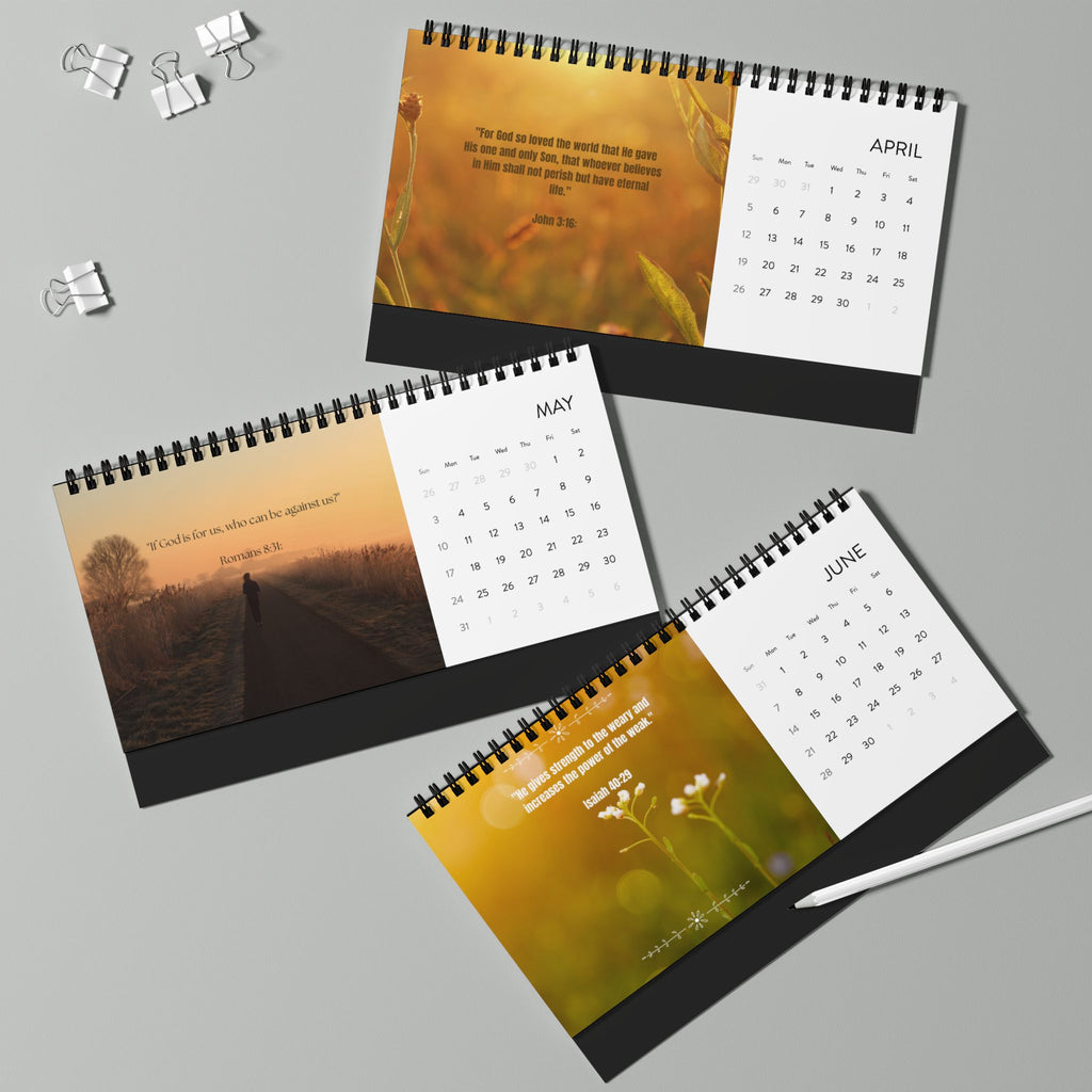 2026 Nature Desk -Bible Verse Calendar — Uplifting Bible Verse Monthly Grid