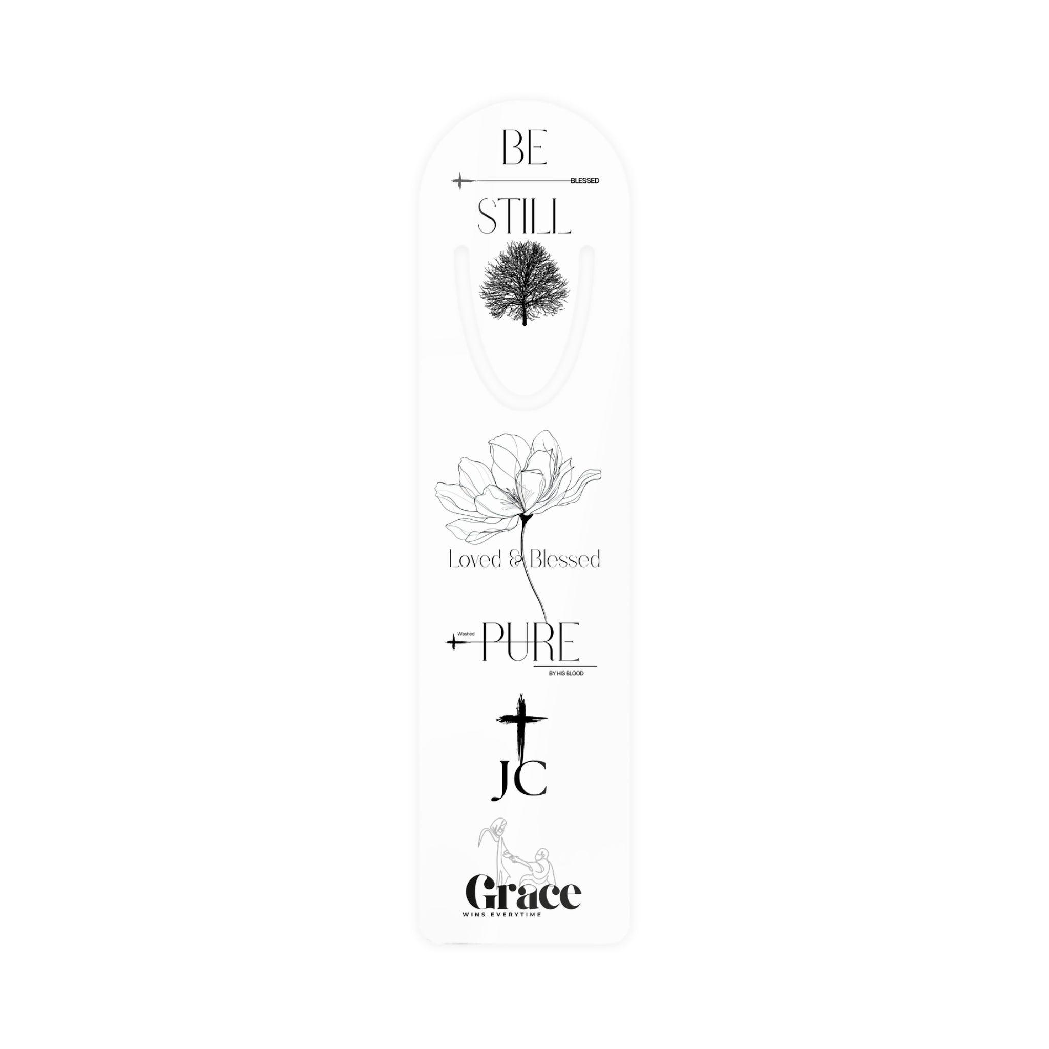 Christian Inspirational Bookmark — 'Be Still, Loved & Blessed' Bible Quote Metal Corner Bookmark