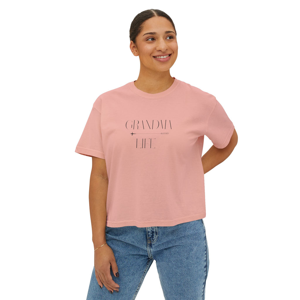 “Grandma Life” Blessed Tee – Minimalist Boxy High Waist Tee Shirt
