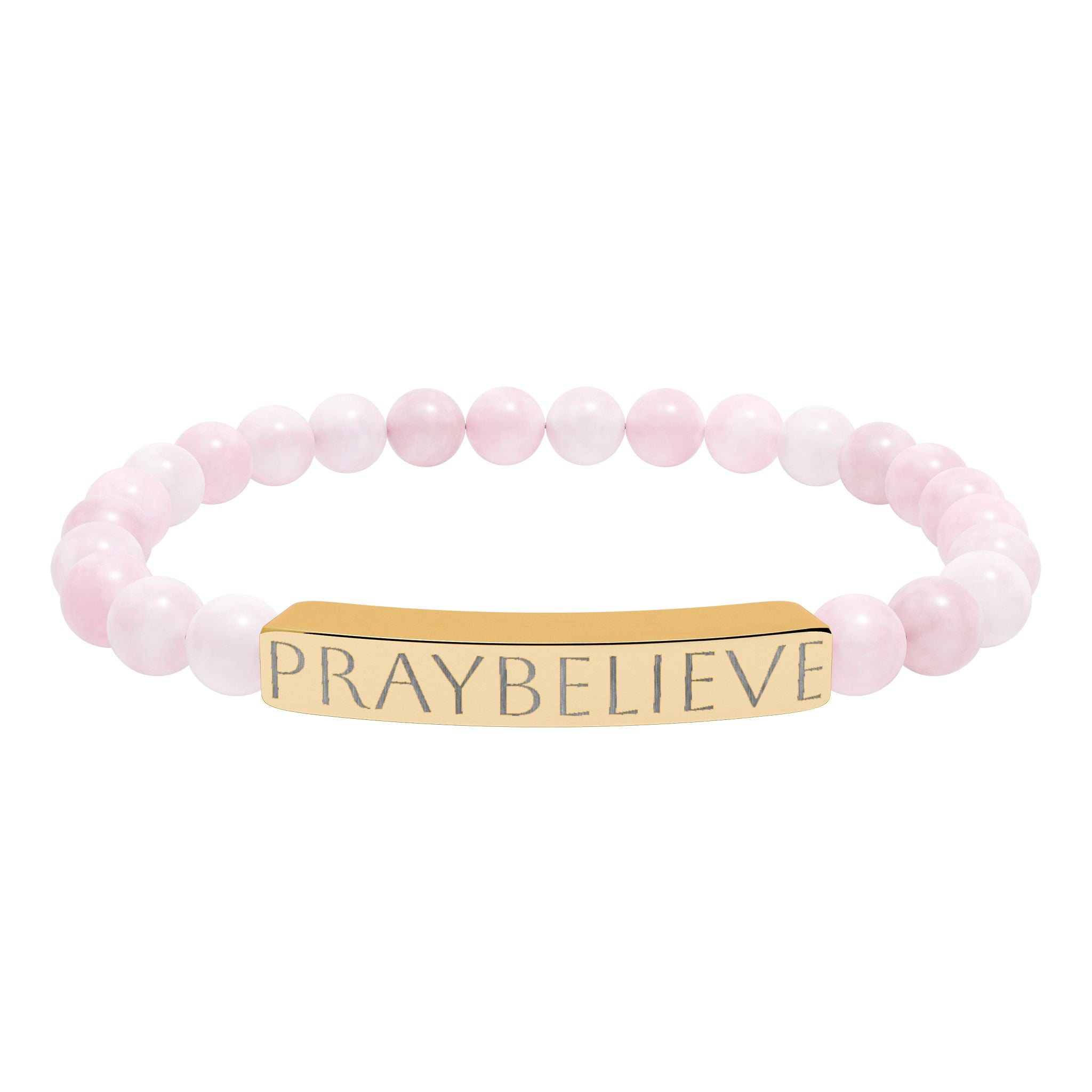 Engraved 'PRAYBELIEVE' Natural Stone Stretch Bracelet