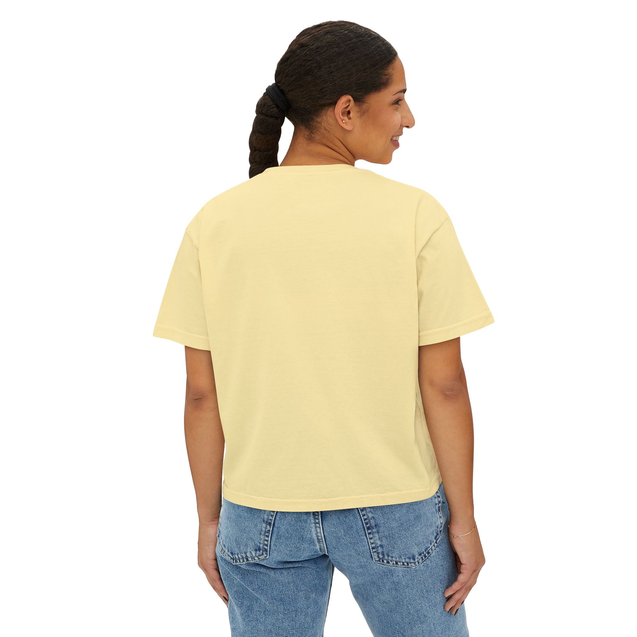 “Be Still” Boxy Tee — Minimal Tree Graphic Women's High Waist Boxy T-Shirt